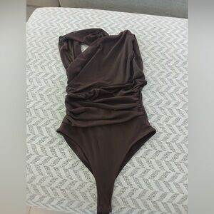 Zara Brown Ruched Bodysuit
